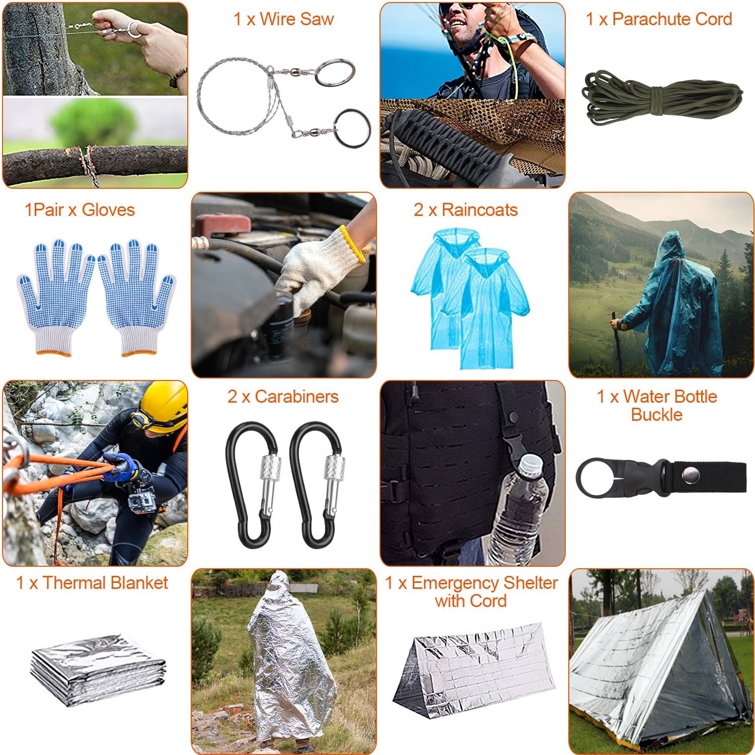Professional 125-Piece Survival Kit - Emergency Preparedness Gear with Tactical Tools & First Aid for Men, Outdoor Camping, Hiking, Hunting and Disaster Survival Equipment