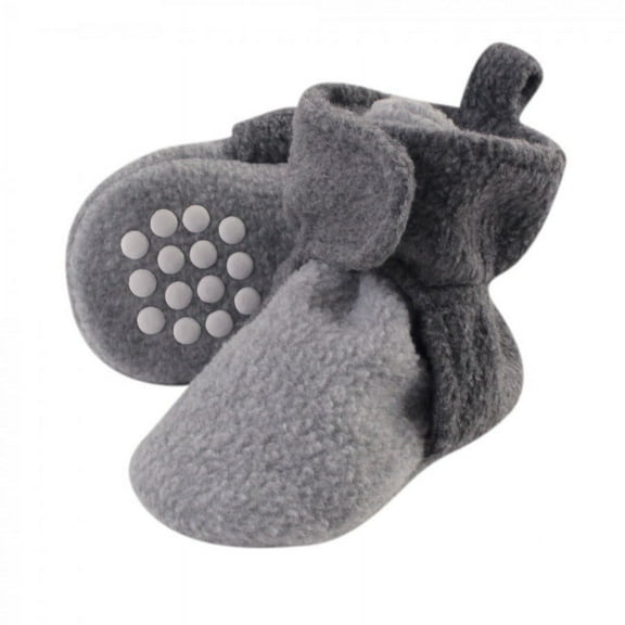 Luvable Friends Baby and Toddler Cozy Fleece Booties, Heather Charcoal Heather Gray, 0-6 Months