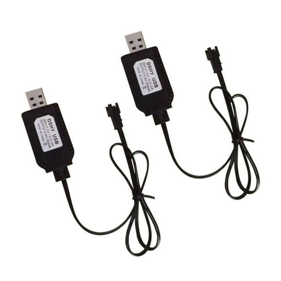 Pair Of 4.8V USB Charging Cable for SM2.0 2P Plug with Protective Circuit Board for NiMH and NiCd Battery Powereds Toy