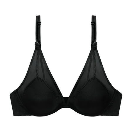 Ramiter Plus Size Lingerie Women s Microfiber Lace Underwire Plunge Bra 34/75 Black