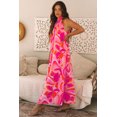 thumbnail image 3 of Women's Rose Abstract Printed High Neck Knotted Nape Sleeveless Maxi Dress | [ZhiHiMeRi] | (US 12-14)L, 3 of 12