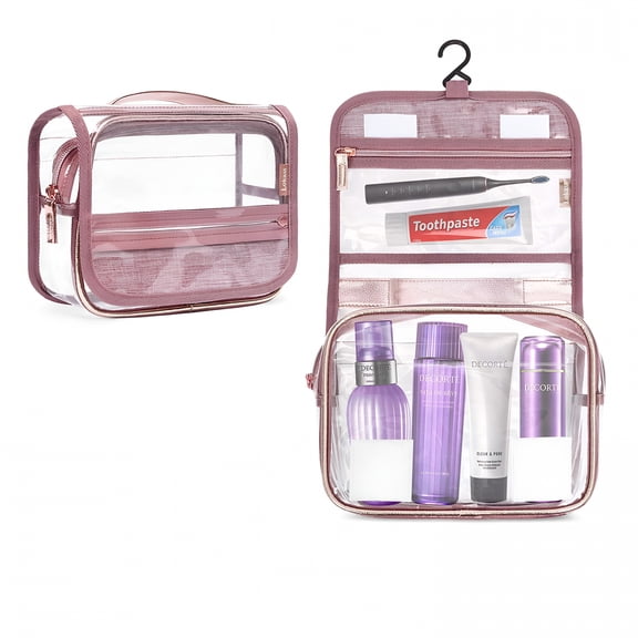 GASTROPOD Clear Toiletry Bag Hanging Toiletry Organizer Travel Bag with Sturdy Hook & Band Cosmetic Makeup Bag for Women Girls,Rose Gold