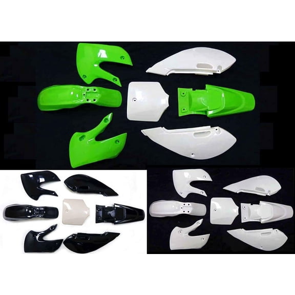 Fairing Kit Plastic Fender for Kawasaki KLX110 KX65 KLX 110 KX 65 Suzuki DRZ110 Chinese 110cc 125cc 140cc Pit Dirt Bike (Green White)