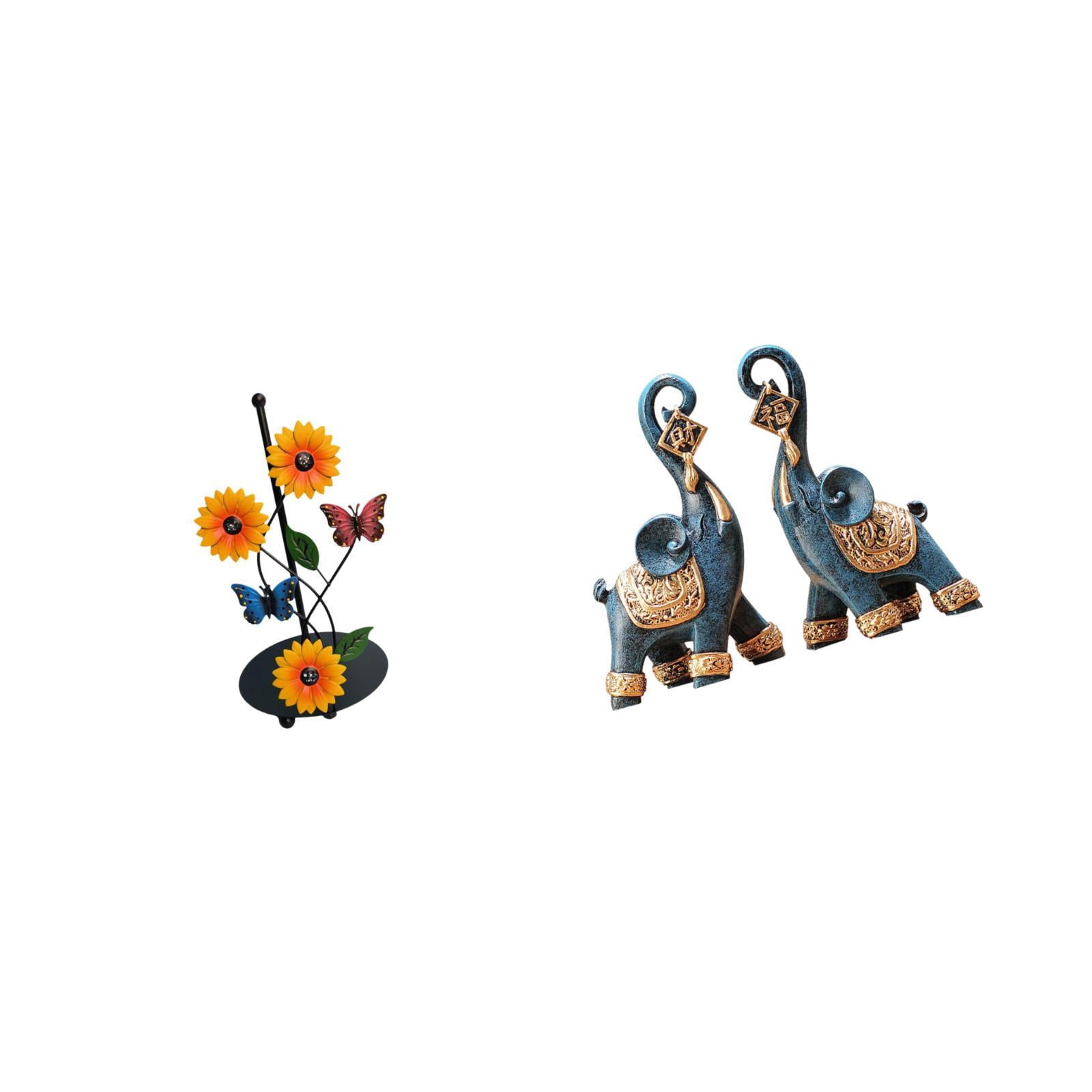 Fiocias Elephant Paper Towel Holder Dispenser Non Slip Vertical Tissue Holder Rack Modern Resin Figurine Sculpture Ornament Art Craft Collectible for Desktop