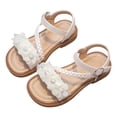 thumbnail image 6 of Gubotare Toddler Girl Sandals Girl's Sandals Dressy Bow Ankle Strap Sandal Open Toe Slides Flats Summer Cute Vacation Sandals Size 11.5 (White,11.5 Little Kid), 6 of 6