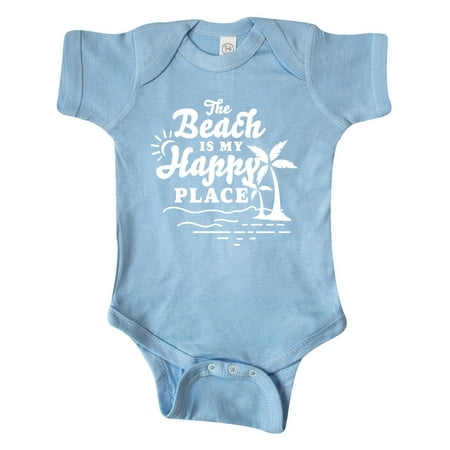

Inktastic The Beach is My Happy Place with Palm Trees Gift Baby Boy or Baby Girl Bodysuit