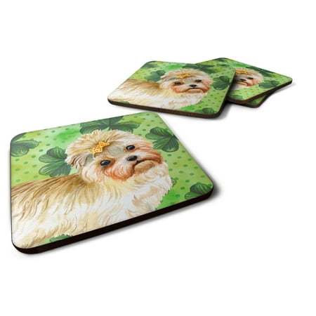 

Carolines Treasures BB9842FC Morkie St Patricks Foam Coaster Set of 4 Green 3 1/2 x 3 1/2 multicolor