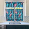thumbnail image 3 of Kitchen Curtains 36 Inch Short - 3 Panel Set, Flamingo Tropical Bird Print, Rod Pocket Window Curtain, 100% Polyester for Hawaiian Summer Beach Decor, Easy Wash, 3 of 6