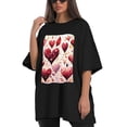 thumbnail image 4 of Plus Size Shirt for Women Black Tops for Women Short Sleeves Shirt for Women Heart T Shirt Crewneck Shirt for Women XL, 4 of 5