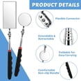 thumbnail image 3 of 2 Pieces Telescoping Inspection Mirror, 360° Swivel Extendable Mechanic Automotive Mirrors Tools, Rectangular Round Mirror on a Stick for Mechanics, Automotive Repair, Contractors, Home Inspection, 3 of 7