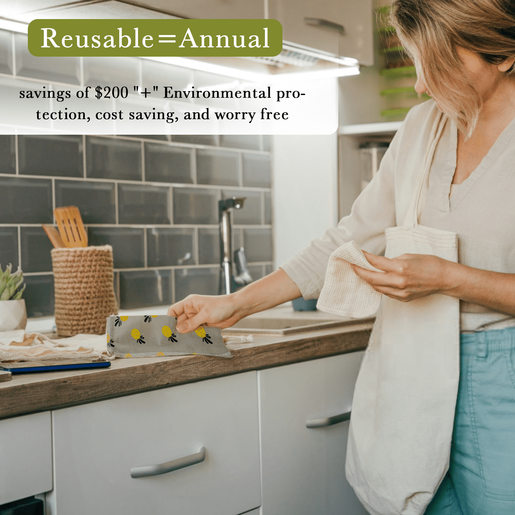 Simnice Reusable Paperless Paper Towels — Reusable Napkins Paperless Paper Towel, Washable Cotton Cloth Roll for Kitchen,25 Pack 10”x10”with Cardboard Roll