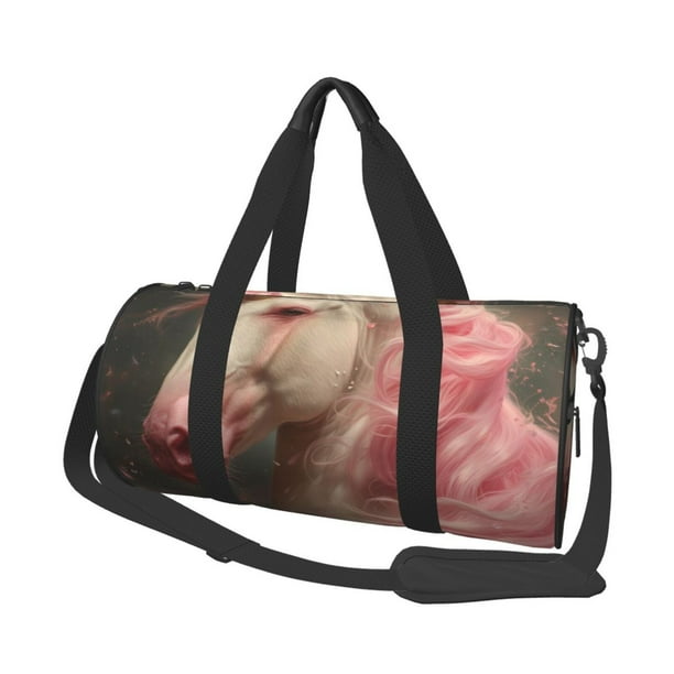 Easygdp Haired White Horse Bolsa de Viaje, Bolsa de Mano, Bolsa de Gimnasio, Bolsa de Equipaje para Viaje