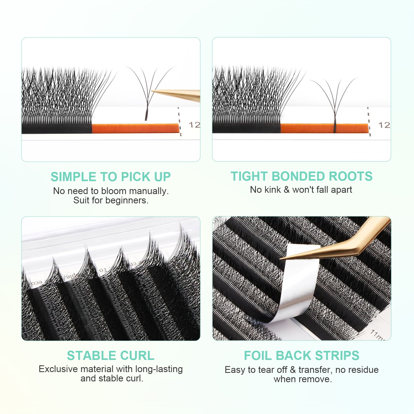 NAGARAKU Local Delivery Fast Free Ship From USA 5 Cases Shape W 4D W Eyelashes 0.07D 10 11 12 13 Mix8-15