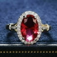 thumbnail image 5 of OM Jewels 14K Yellow Gold Plated 3Ct Lab Created Ruby Halo Engagement Wedding Women Ring, 5 of 5