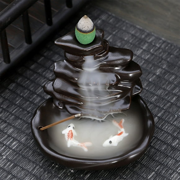 LSLJS Incense Waterfalls, Incense Cones Beautiful Scenery Backflow Insense Metal Incense Aromatherapy Ornament Home Yoga Decoration, Incense Burner