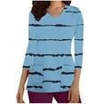 thumbnail image 1 of Cameland Hauts d'Uniforme de Travail pour Femmes à Rayures, Manches 3/4, Col en V, Blouse de Travail avec Poches, 1 of 4