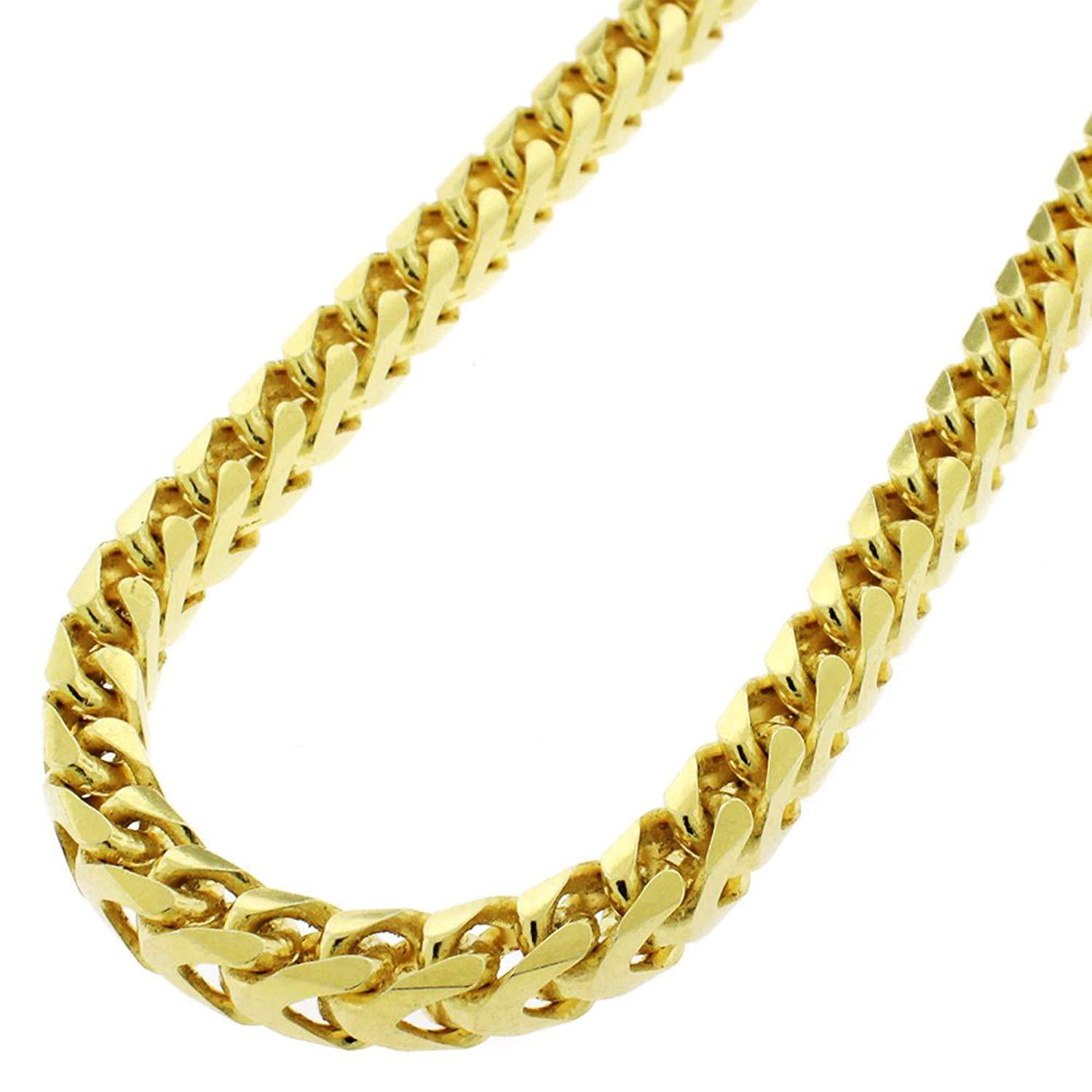 14k Yellow Gold over Real Sterling Silver Franco 4 mm Chain Necklace ITALY made 