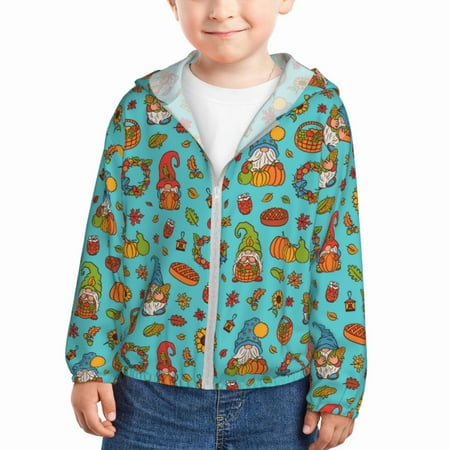 

Gaeub fall cute gnome Pumpkin Print Athletic Sun Protection Hoodie for Kids Long Sleeve Outdoor UV Shirt Running Fishing Top for Boys Girls-18 Months
