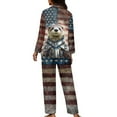 thumbnail image 5 of Kuiaobaty Knight Otter Grunge American Flag Pajamas Set for Women Long Sleeve Sleepwear Nightwear Pjs Sets Soft Lounge Set Button Up Tops and Bottoms with Pocket, 3XL, 5 of 7