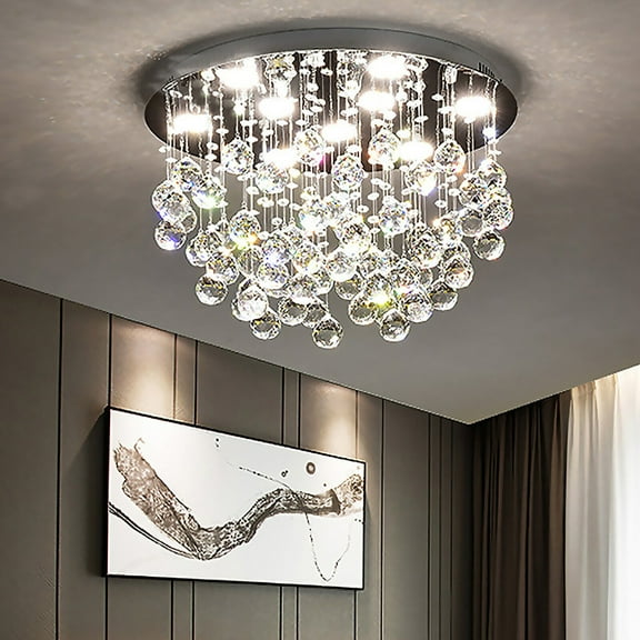 TFCFL Ceiling Light K9 Crystal Raindrop Chandelier Pendant Lamp Lighting Fixture For Living Room Foyer