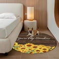 thumbnail image 2 of Sunflowers Round Area Rug 5Ft Washable Circle Rugs for Living Room Bedroom, Wooden Yellow Summer Botanical Elegant Pastoral Non-Slip Carpet Floor Mats Indoor Outdoor Carpet Runner Home Decor, 2 of 8