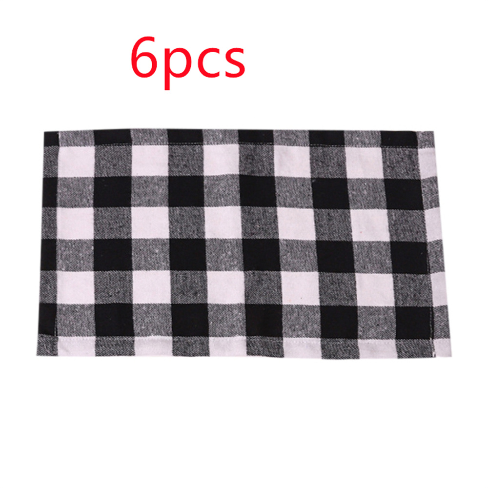 6 Pieces Of Buffalo Plaid Placemat Placemat Double Plaid Cotton Placemat (Black And White Plaid