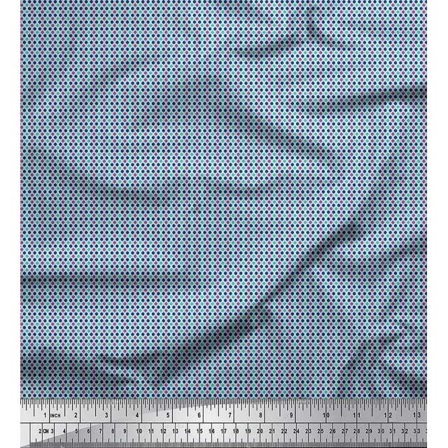 Soimoi Tissu Poly Georgette Rayé & Hexagonal Imprimé Tissu au Mètre 42 Pouces de Large