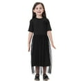 thumbnail image 2 of ZXLBBD Dresses for Girls alf Sleeve Round Neck Solid Color Cozy Brethable Straight Floor Length Traditional Princess Holiday Party Dress, 2 of 3