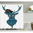 thumbnail image 1 of Deer Shower Curtain Set, Image of a Deer Hipster in Glasses Hat and Mustache Stylish Modern Fashionable Decor, Bathroom Decor,  Teal Black, by Ambesonne, 1 of 1