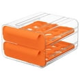 thumbnail image 2 of 2 Tier Pull-Out Large Egg Holder for Fridge, Clear Plastic Egg Container Organizer for Refrigerator Holds 32 Eggs, Shatter Proof Egg Holder Countertop, Easy to Access, Kitchen Gadgets, Orange, 2 of 9
