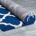 thumbnail image 5 of Ottomanson Ultimate Shaggy Moroccan Trellis Area Rug, Navy Blue, 6'7"X9'3", 5 of 8