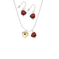 thumbnail image 2 of Delight Jewelry Goldtone Large January - Maroon Crystal Heart Red Lucky Ladybug Necklace and Dangle Earrings Set, 2 of 6