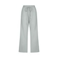 thumbnail image 4 of Women Fashion High Waisted Wide Leg Pants Drawstring Elastic Trousers Comfy Straight Leg Long Pants With Pockets, 4 of 5