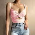 thumbnail image 2 of MESSUEN Camisole Tops for Women Halter Going Out Tops V-neck Crop Summer Deep V Neck Vest Kink Elastic Lace Up Sleeveless Halter Top Basic Tops for Women's Summer Tops Pink S, 2 of 6