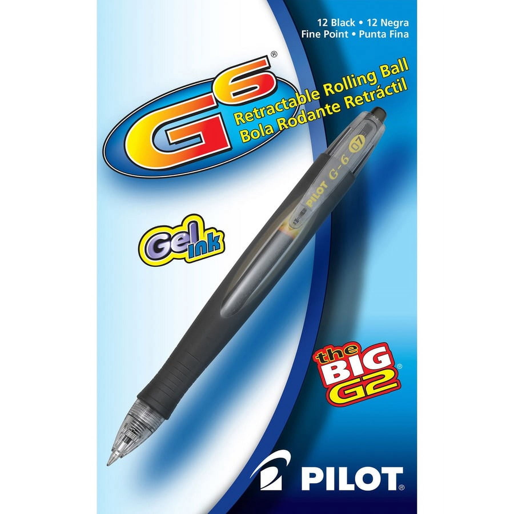 Pilot G6 Retractable Gel Pens - Fine Pen Point - 0.7 Mm Pen Point Size - Refillable - Retractable - Black Gel-Based Ink