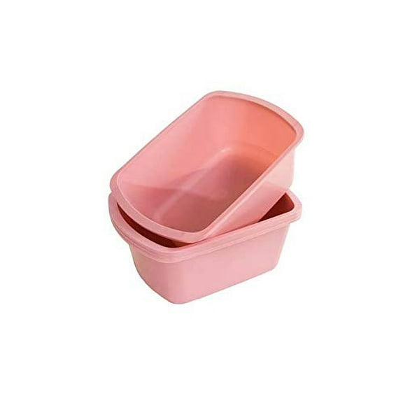Portable Rectangular Plastic Wash Basin, 6 Quarts with Graduations, Rose (Pack of 2)