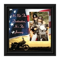 Harley Davidson Gifts for Men and Women, Patriotic Harley Accessories, Harley Davidson Wedding Gifts, Sunset American Flag for Harley Riders, "It's Not the Destination" Unique Motorcycle Decor, 9752