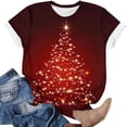 thumbnail image 4 of Jsaierl Women's Christmas Shirts Cute Christmas Print Tees Classic Round Neck T-shirt Short Sleeve Dressy Casual Blouse Tops, 4 of 5