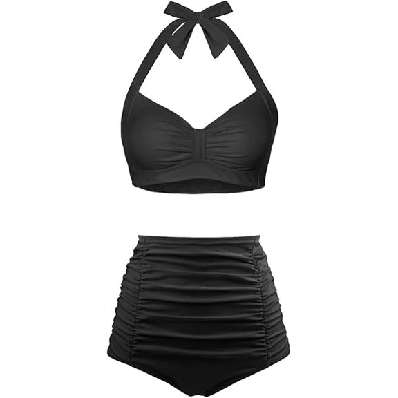Women High Waisted Bikini Set Two Piece Swimsuit Tummy Control Bathing Suit Vintage Halter Swimwear