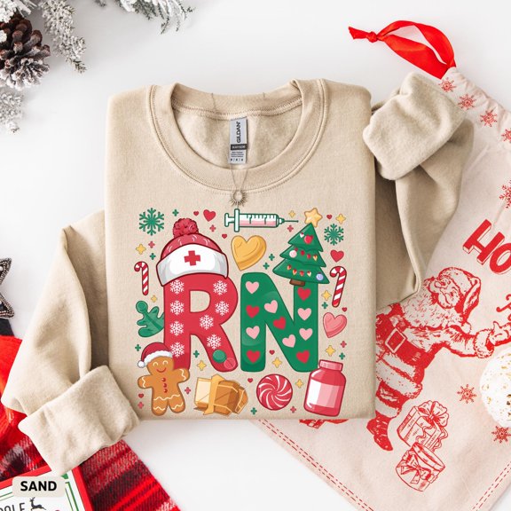 Christmas RN Sweatshirt, Registered Nurse Holiday Sweat, Funny Nurse Christmas Nursing Student Xmas Sweatshirt