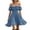 Dark Blue, variant on Women Plus Size Romper Dress Summer Off The Shoulder Square Neck Short Sleeve High Waist Ruffle Boho Short Jumpsuit Wine,S