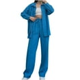 thumbnail image 1 of Besolor Womens 2 Piece Lounge Outfits Casual Long Sleeve Button down Shirt and Drawstring Pants Sets Tracksuit with Pockets, 1 of 5