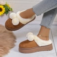 thumbnail image 3 of Women's Fluffy Platform Slippers Memory Foam Fuzzy House Slippers Thick Sole Indoor Outdoor Non Slip Plush Walking Shoes Brown Size 7.5, 3 of 7