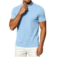 thumbnail image 5 of Mens Mock Neck T Shirts Short Sleeve Mock Turtleneck Undershirt Loose Fit Summer Casual Basic Tees Light Blue, 5 of 8
