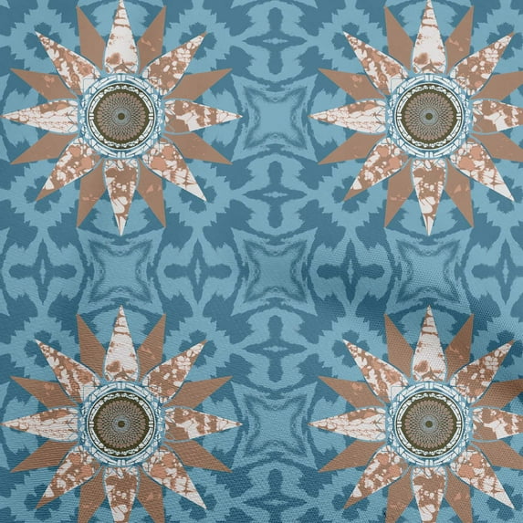 oneOone Georgette Viscose Teal Blue Fabric Asian Ikat Fabric For Sewing Printed Craft Fabric By The Yard 42 Inch Wide-9099