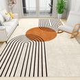 thumbnail image 2 of Mid Century Modern Line Art Minimalist Sun Area Rug, Vintage Boho Ivory Orange Indoor Non-Slip Kids Rugs, Soft Comfortable Durable For Living Room Bedroom Classroom Farmhouse, 2 of 7