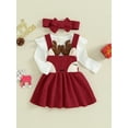 thumbnail image 4 of Autumn Infant Baby Girls Christmas Outfits 3M 6M 12M 18M Long Sleeve Romper + Deer Suspender Skirt + Headband Set Fall Clothes, 4 of 9