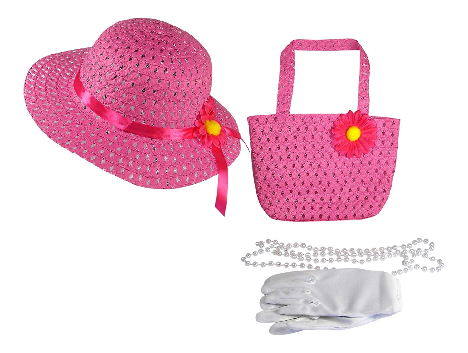 Girls Tea Party Dress Up Play Set For Two With Sun Hats and Girls Tea Party Dress Up Play Set For Two With Sun Hats and
