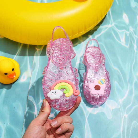 Herrnalise Clearance! Kids Jelly Sandals, 2024 Unisex Kids Baby Cute Rainbow Floral Jelly Shoes, Girls Boys Sandals Summer Shoes for Kids Toddler Shoes Gender Neutral Sandals