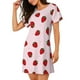 thumbnail image 2 of Fotbe Strawberry Bata de Dormir para Mujer con Estampado, Camisón de Algodón de Manga Corta, Ropa de Dormir Casual, 2 of 6